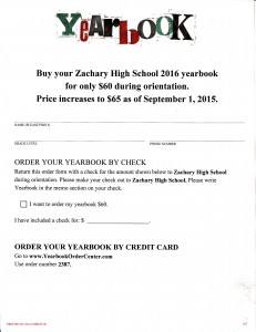 Yearbook Order Form